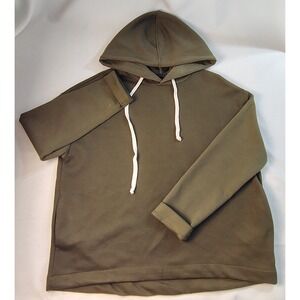 Mens Olive Green Pullover Hoodie Basic Athletic Streetwear Sweatshirt Size L